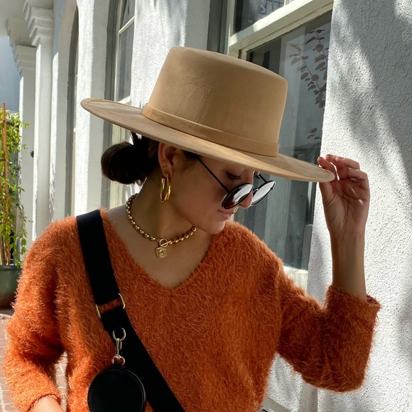 Melissa Cordobés  Vegan Suede  wide Brim Hat - Picture 3 of 10